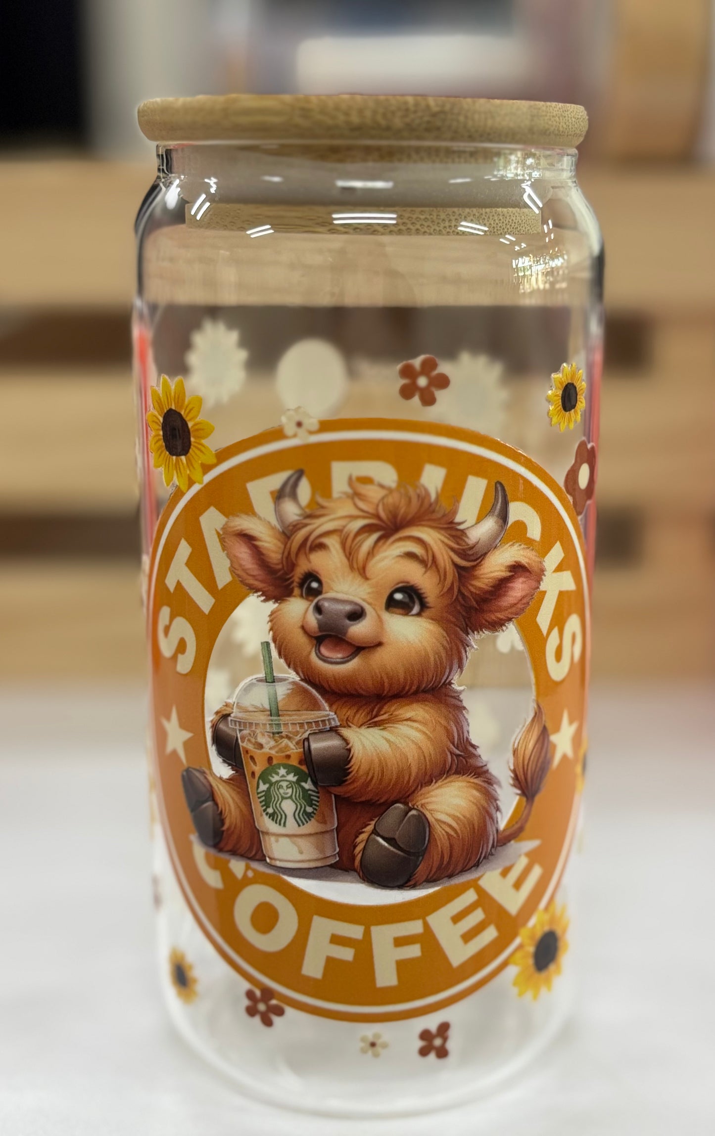 Highland cow smoothie jar 16oz