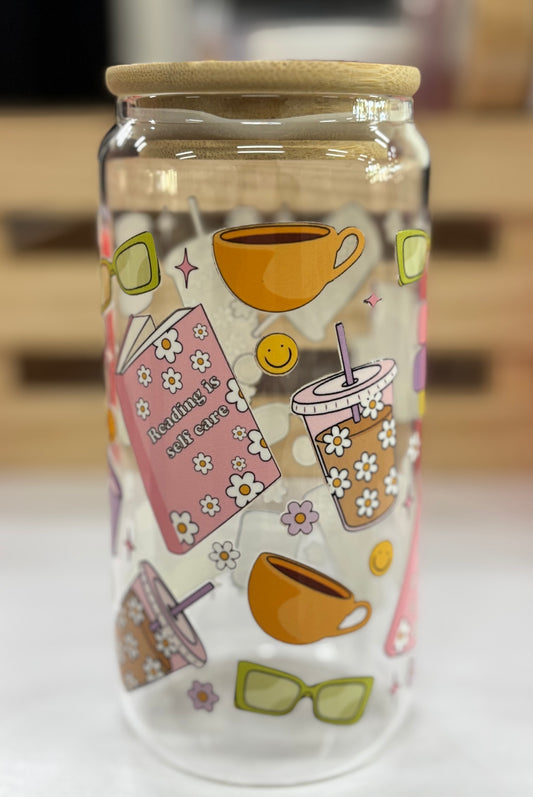 Reading is self care smoothie jar 16oz