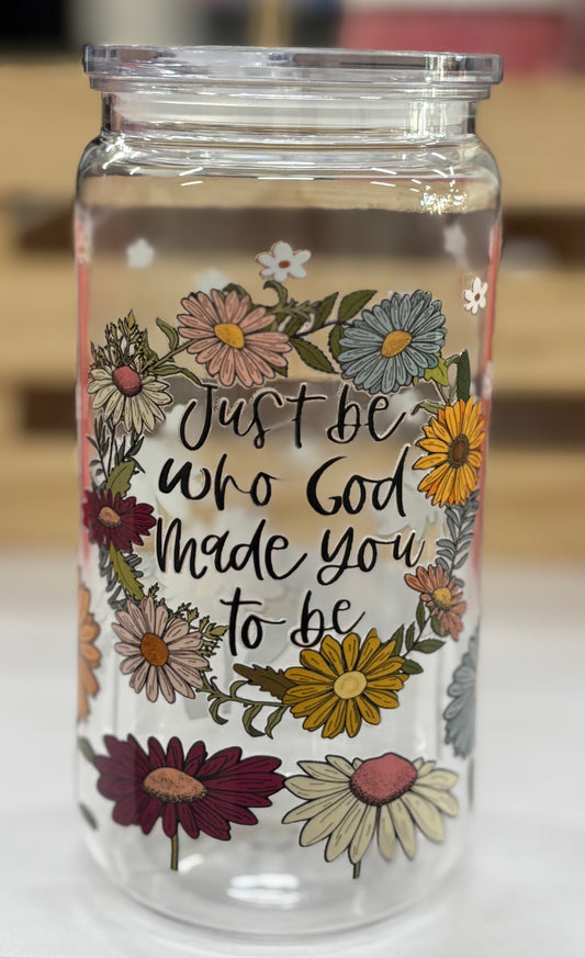 Religious floral smoothie jar 16oz