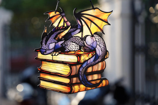 Book dragon window hanging
