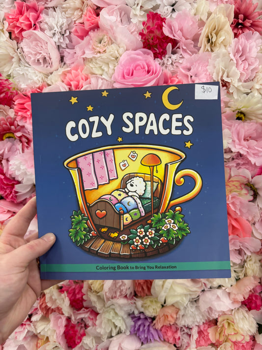 Cozy spaces colouring book